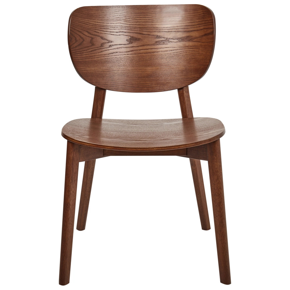 Set di 2 sedie da pranzo con struttura in legno di gomma marrone, senza braccioli, design minimalista