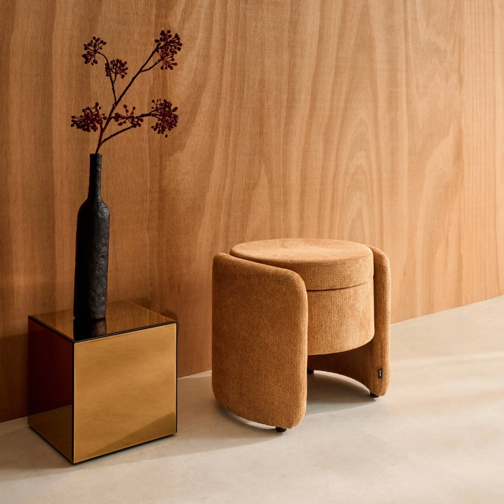 Pouf contenitore in tessuto, ruggine