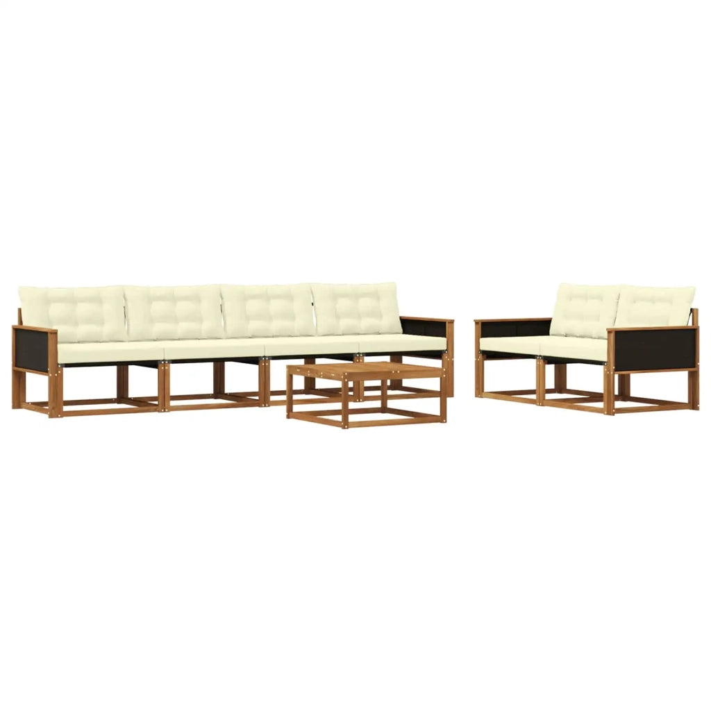 Set di divani da esterno con cuscino 7 pcs Naturale e Crema 3381254