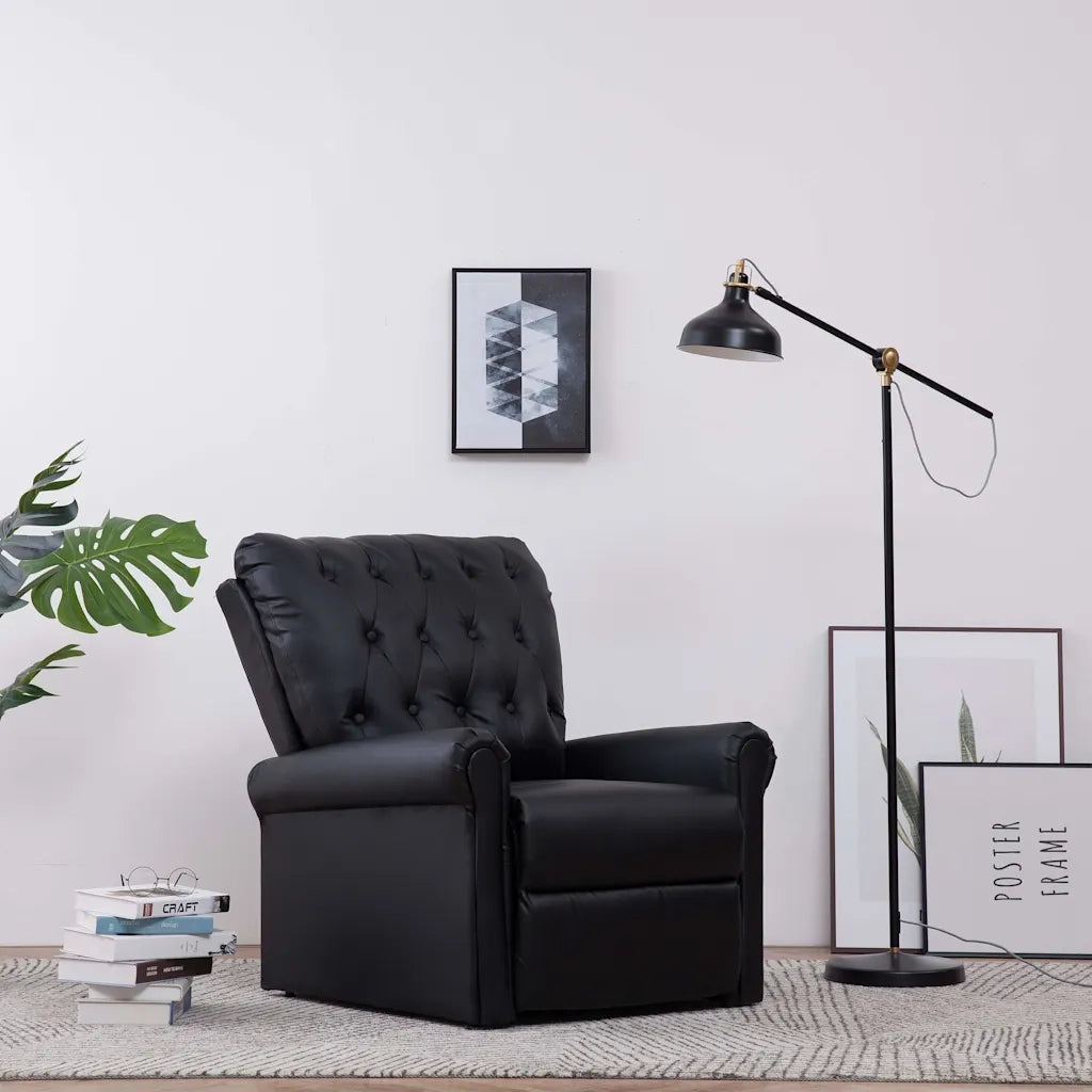 Poltrona reclinabile  in pelle sintetica nera 282274