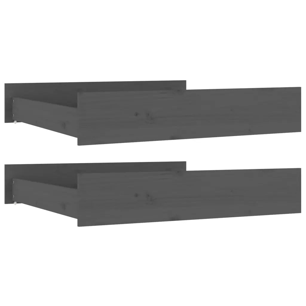 Cassetti per Letto 2 pz in Legno Massello di Pino Grigio