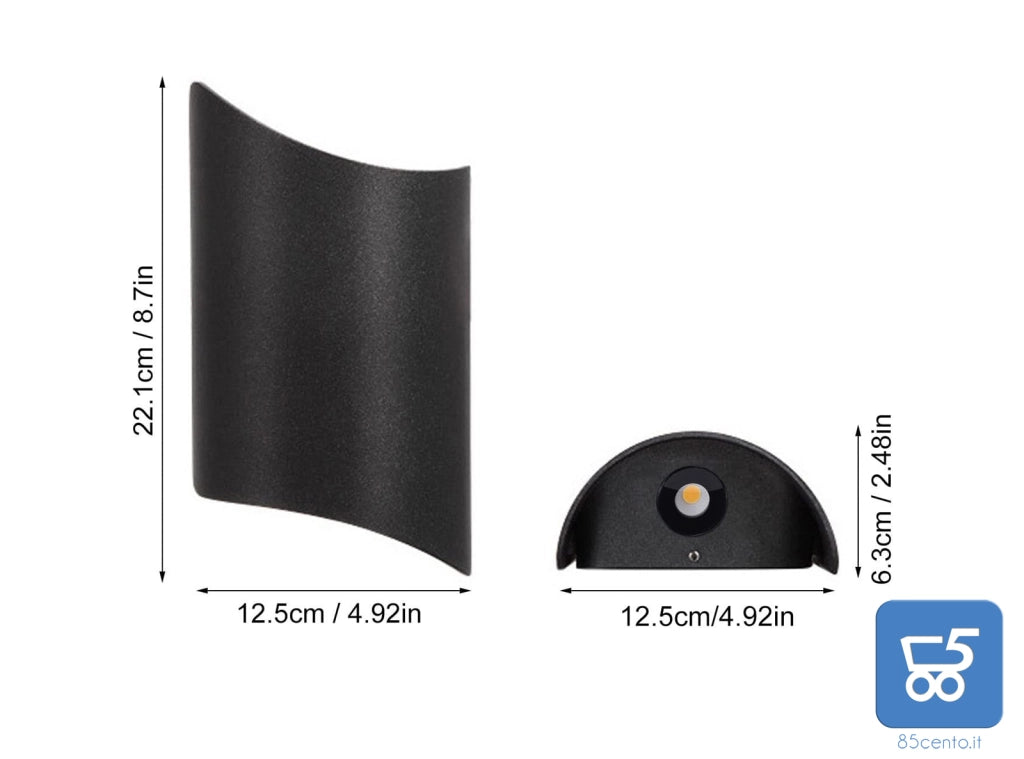 Lampada da Parete Applique  Nera a Prova di Umidità per Esterni e Interni 3000K Luce Calda