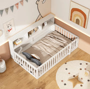 Letto daybed 90x200 cm con vani laterali e sponde di sicurezza in pino e MDF bianco