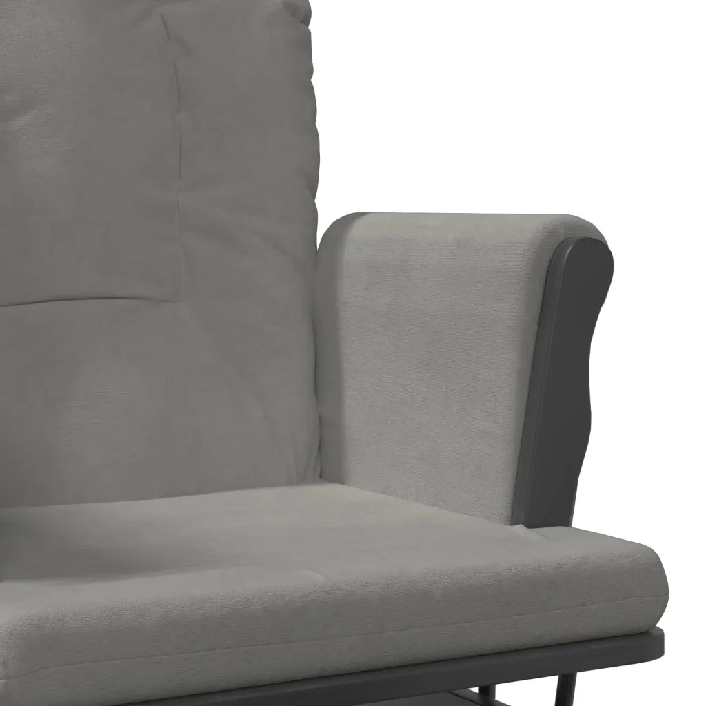 Poltrona Glider con Sgabello-Sedia a dondolo Grigio Chiaro in Tessuto 984193
