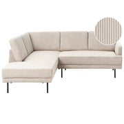 Divano imbottito angolare destro 4 posti con gambe in metallo beige Schienale imbottito stile moderno e minimalista