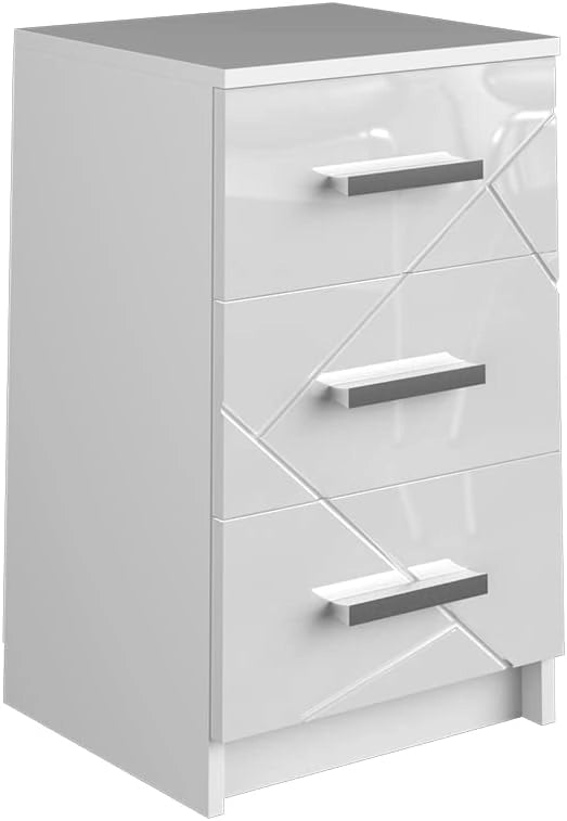 Comodini camera da letto Irma, Bianco, 35.5 x 66 cm, adatto per il posizionamento laterale accanto a letti boxspring