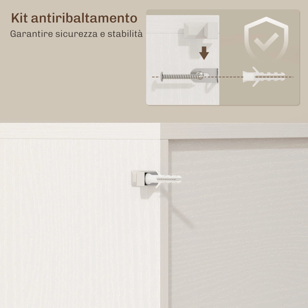 Credenza Cucina con Prese Elettriche e Luce LED ¨C zephmum ¨C Bianco 100x38x180 cm