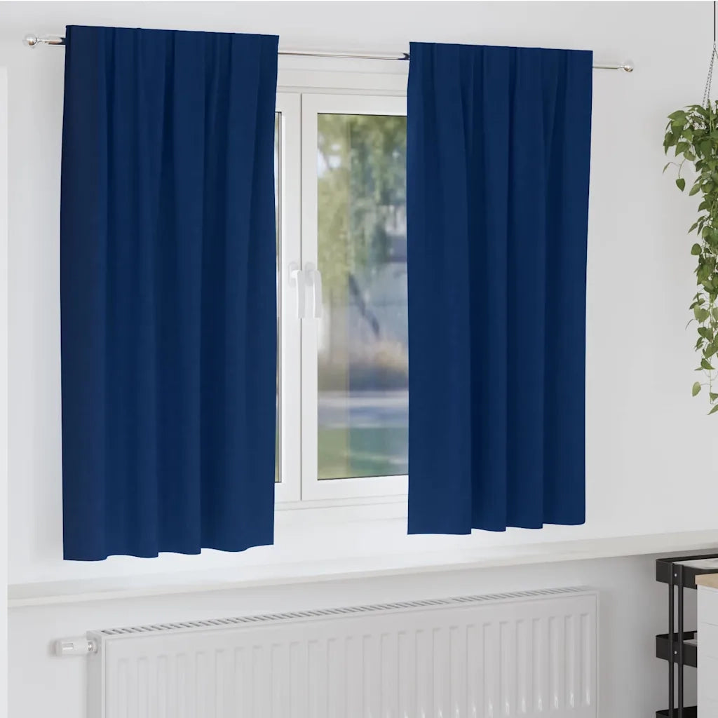vidaXL Tende con tende 2 pcs Blu scuro Poliestere