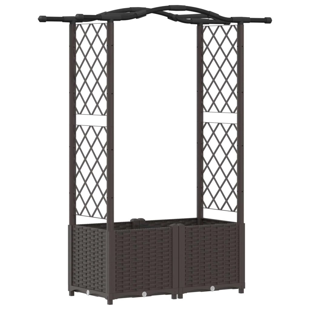 Letto Rialzato con Griglia e Tetto Marrone 125 x 40 x 138 cm PP 42032506