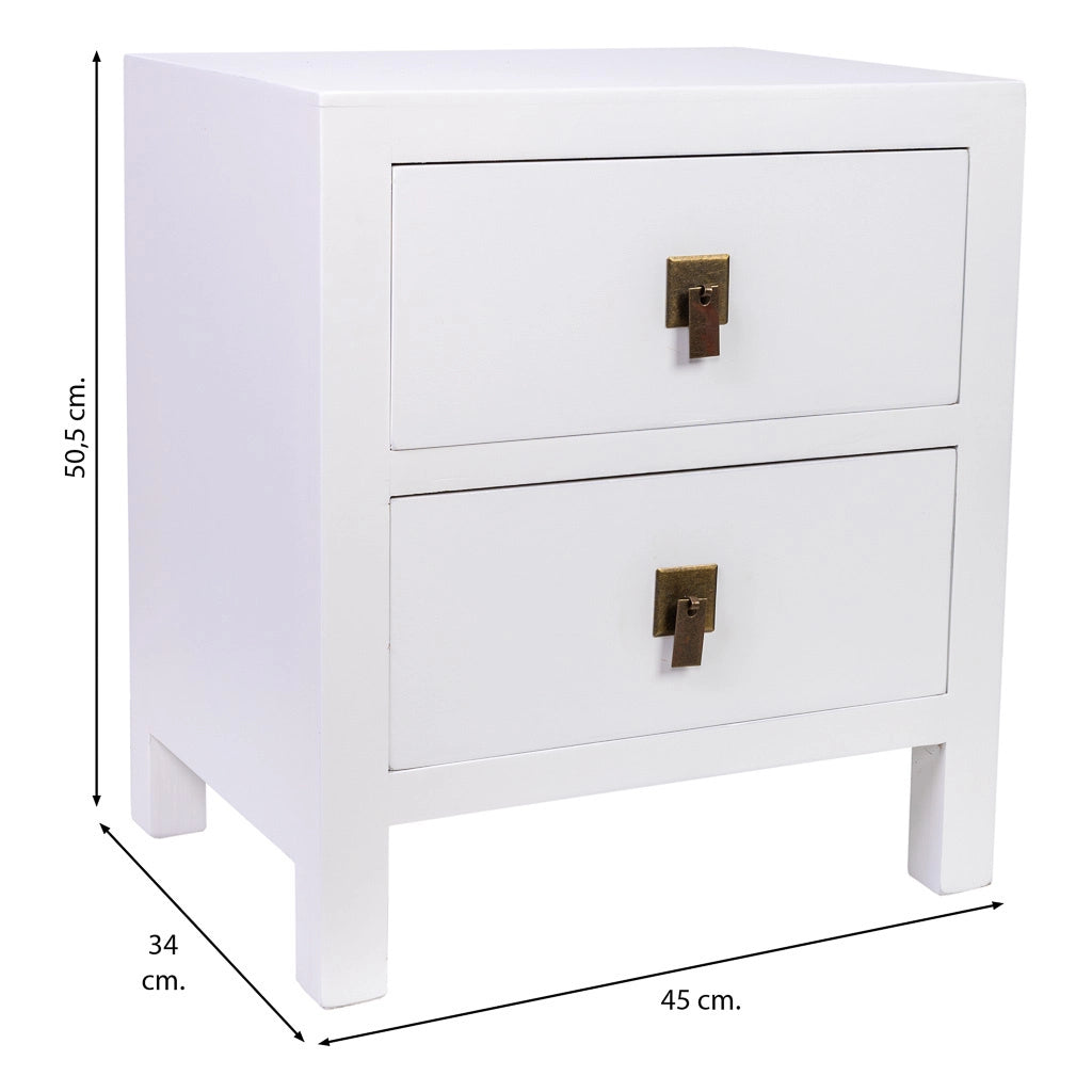 Comodino in legno con 2 cassetti 45x34x50,5