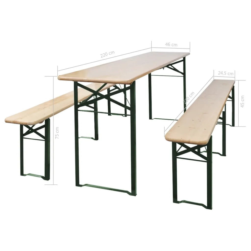 Tavolino da Giardino | Tavolo da Birreria Pieghevole 2 Panche 220 cm Legno di Abete