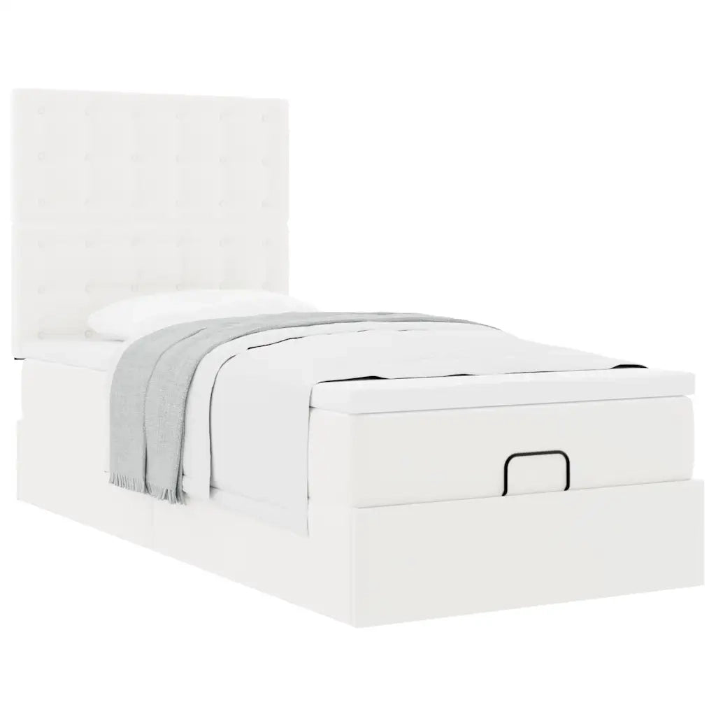 Letto Pouf con Materasso Bianco 100x200 cm Similpelle 3312987