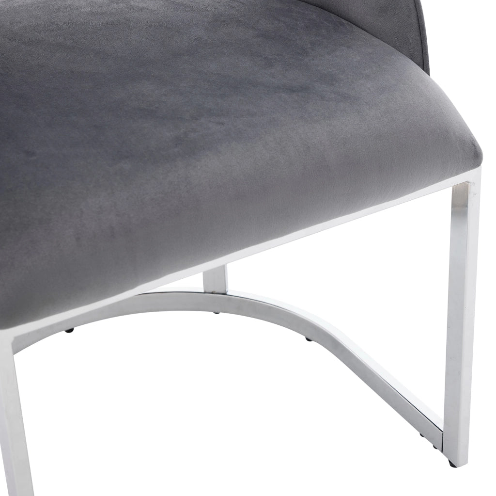 Set di 2 sedie da pranzo 67.01x61.01x53.19 cm in velluto; gambe in metallo; grigio e argento