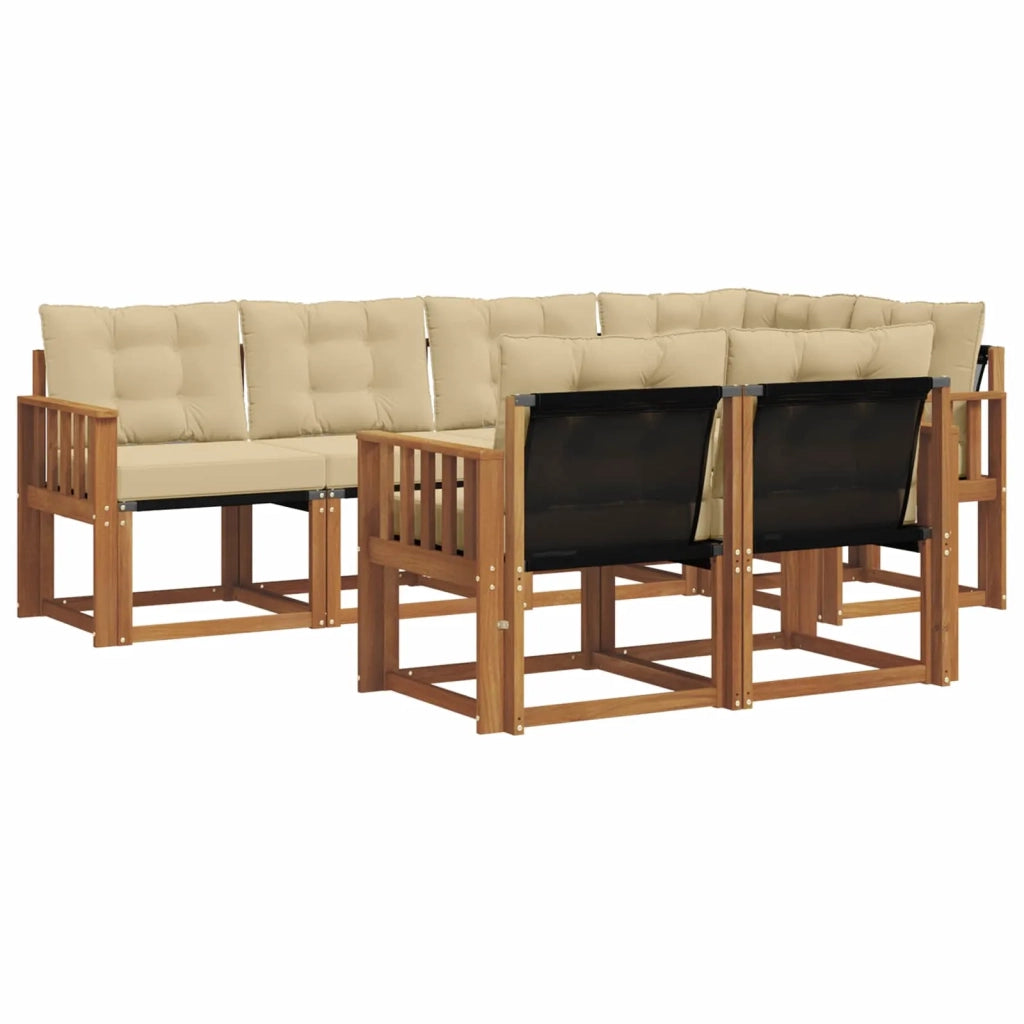 Set di divani da esterno con cuscino 7 pcs Naturale e Beige 3368760