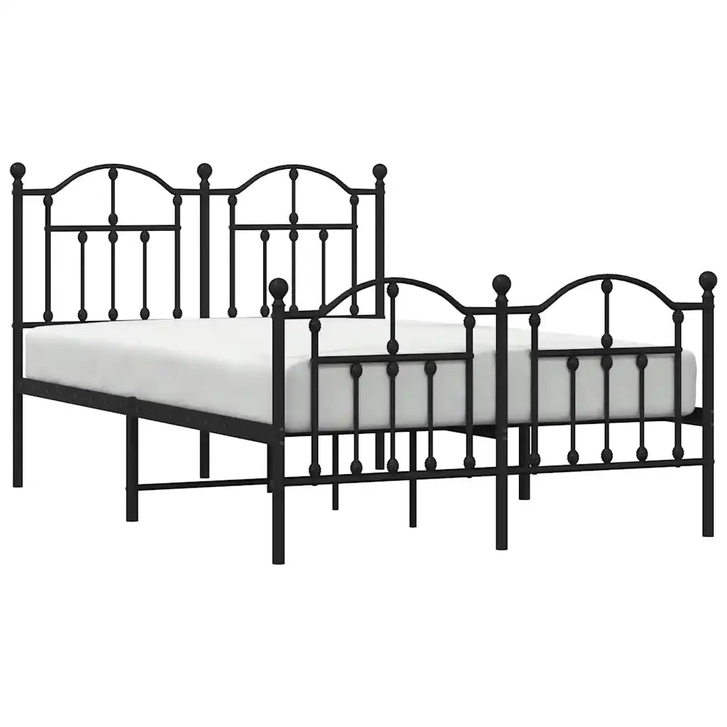 Giroletto con Testiera e Pediera Metallo Nero 120x200 cm 353455