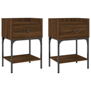 Set di 2 Comodini | Armadio da Notte | Mobiletto da notte Rovere Marrone 40,5x31x60 cm in Legno Multistrato