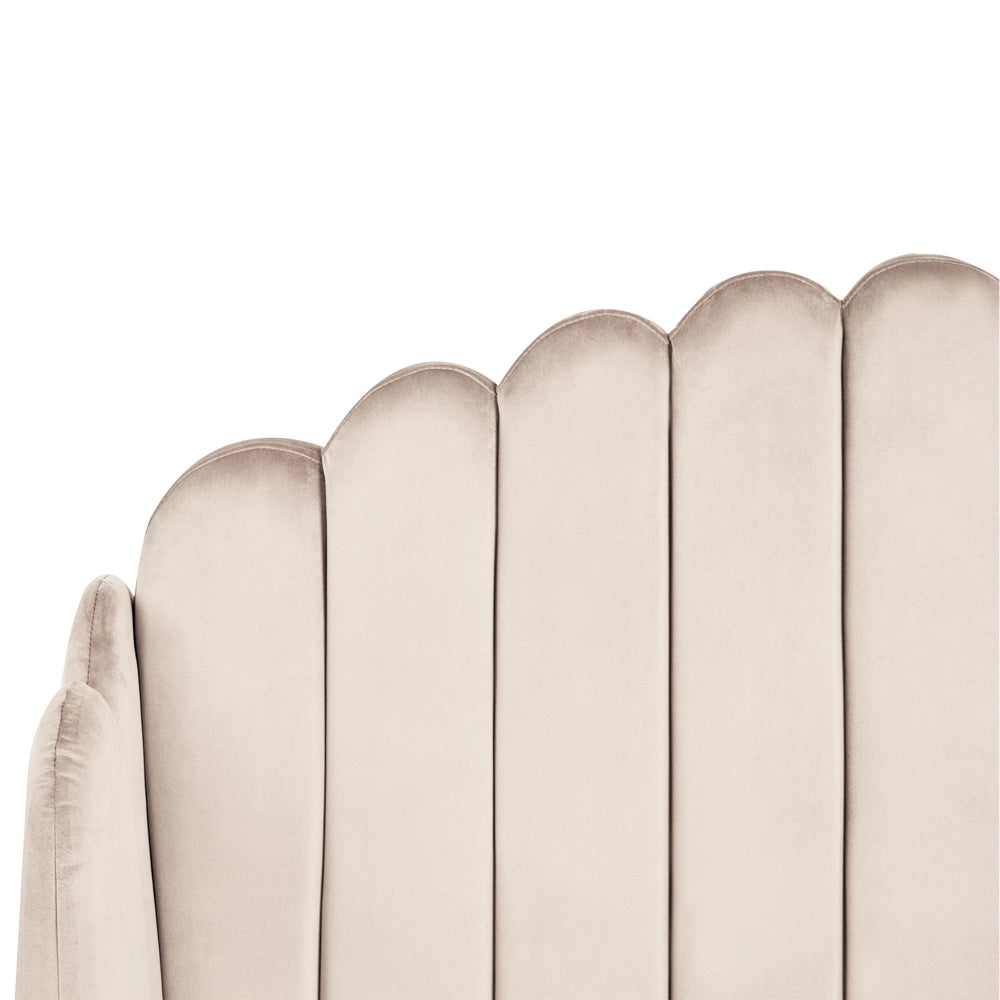 Letto matrimoniale con rete in tessuto beige 120 x 200 cm gambe in metallo testata retro capitonné