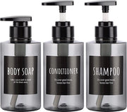 Set di flaconi per shampoo da 300 ml, 3 flaconi di plastica con erogatore per doccia, lattine da 300 ml per shampoo, bagnoschiuma, shampoon per capelli, set per hotel, set per bagno.