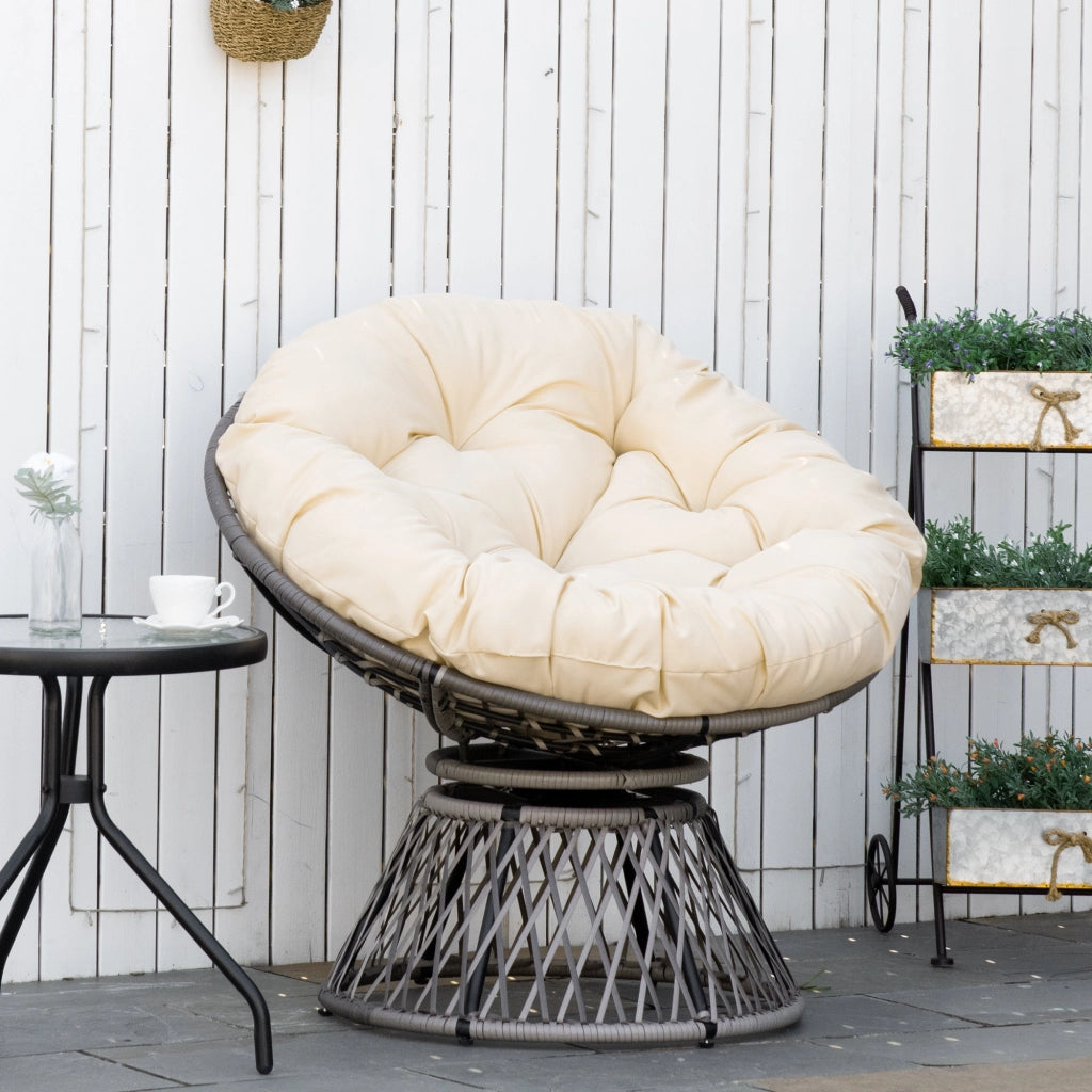 Poltrona girevole in rattan sintetico ¨C zephmum ¨C Beige 87x97x86 cm