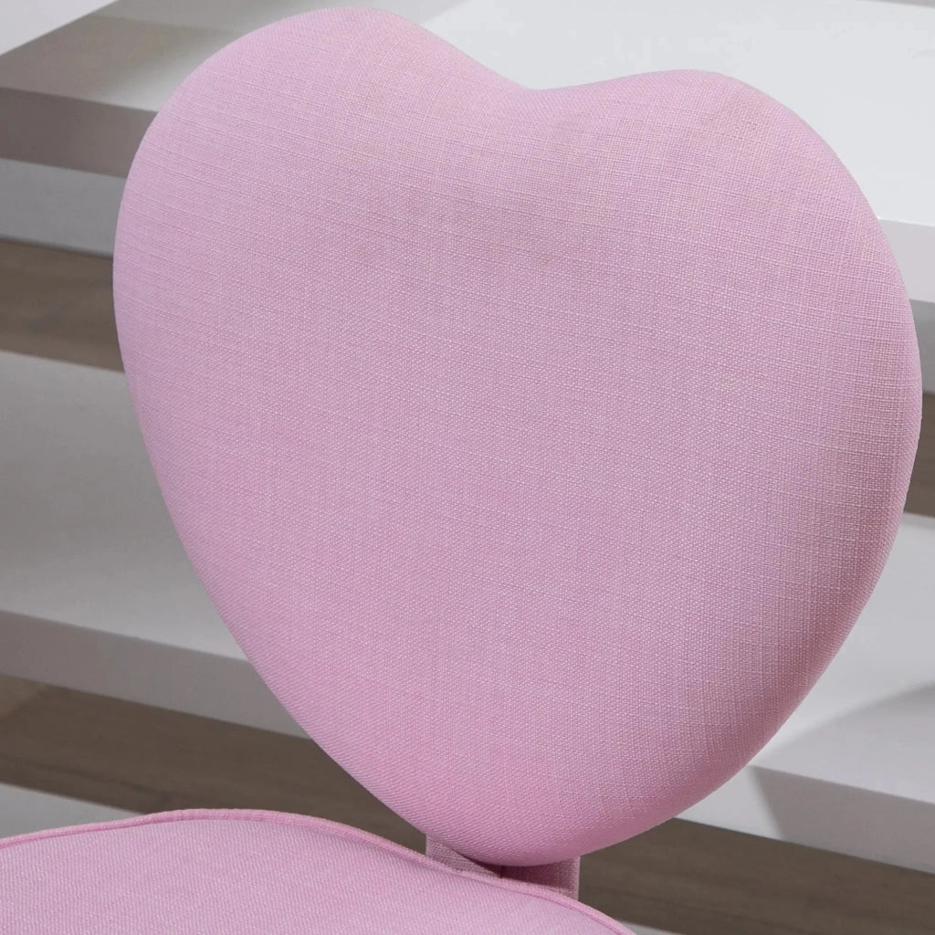 Sedia da ufficio con schienale a cuore, altezza regolabile e ruote a 360 gradi in schiuma rosa