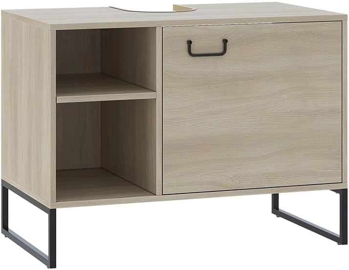 Mobile midi Vionna, Quercia/nero, 36 x 116.5 cm, con ripiano interno regolabile in altezza per un utilizzo flessibile