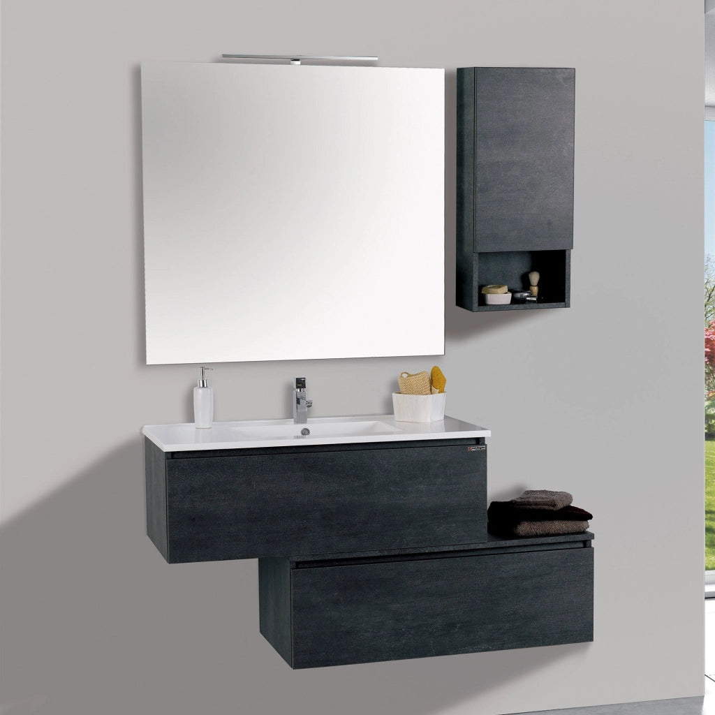 Mobile da Bagno Sospeso 100cm Pensile P18cm Mazzoni Boston 15 Antracite
