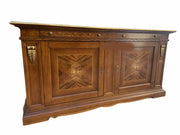 Madia credenza 2 porte in legno tinta bassano/foglia oro 213x55x115 - Mobili 2G