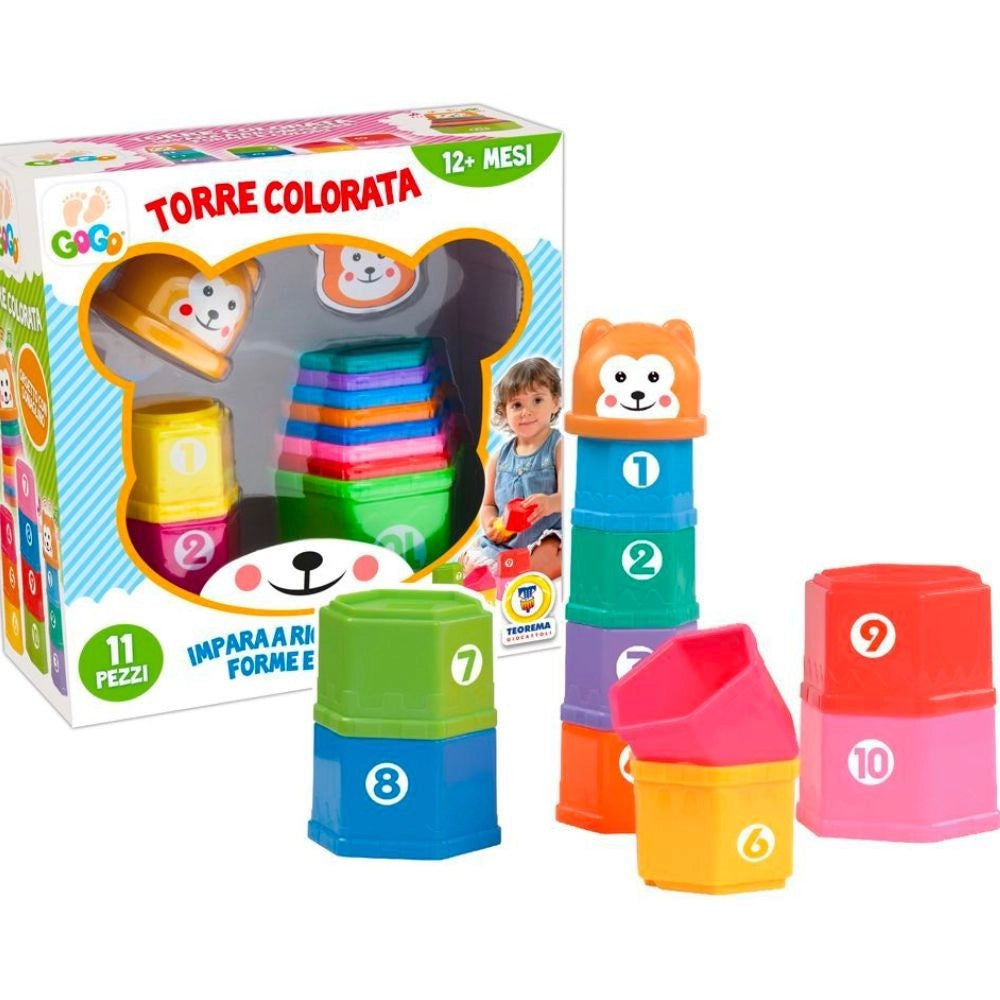 Trade Shop - Torre Colorata Orsetto Gioco Educativo Per Bambini Ideale Da 12 Mesi 11 Pezzi -