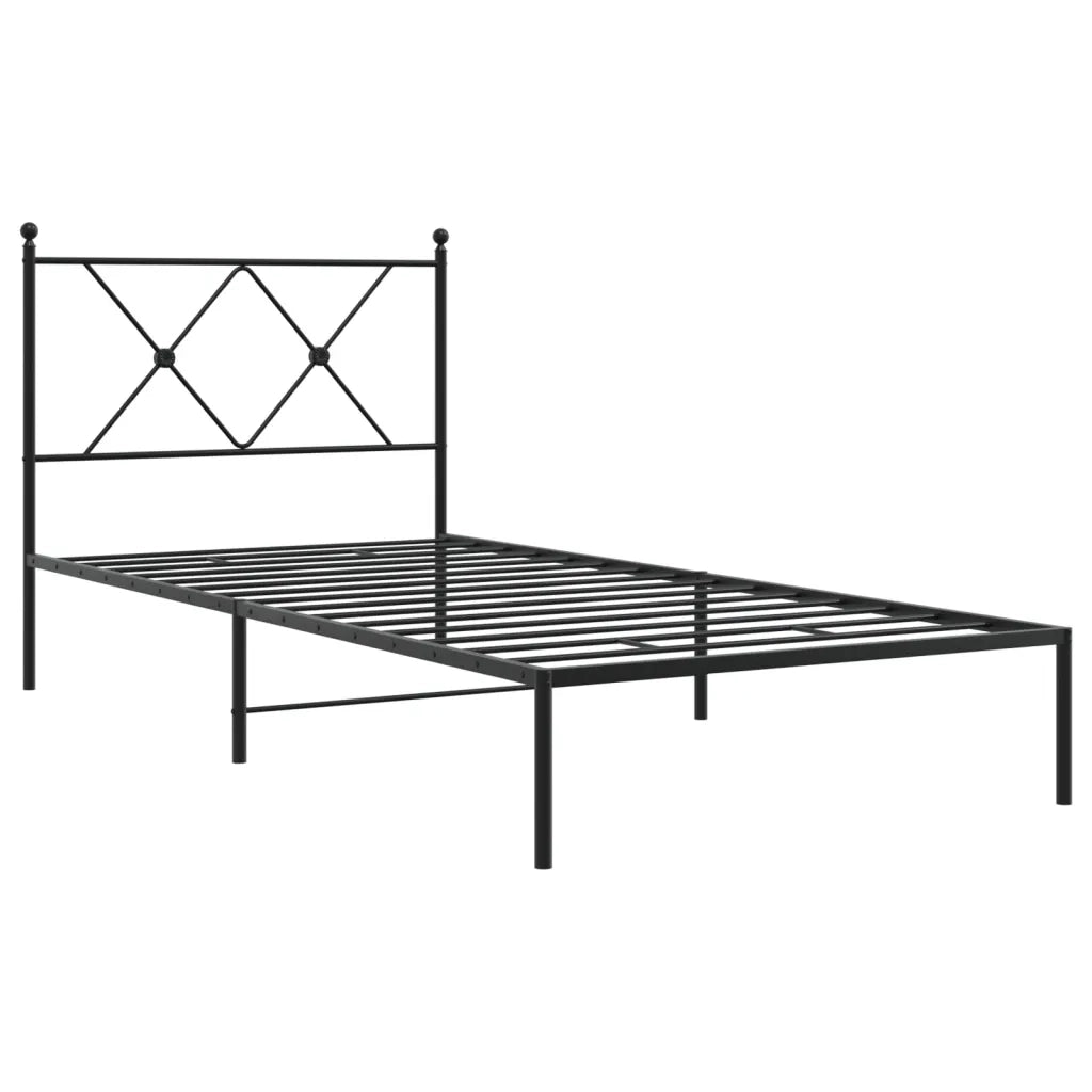 Giroletto con Testiera-Struttura Letto con testiera in Metallo Nero 90x190 cm 203973