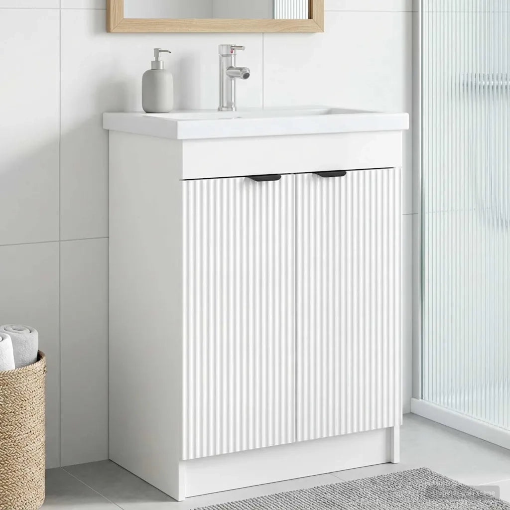 Mobiletto da bagno sotto il lavello Bianco Lucido