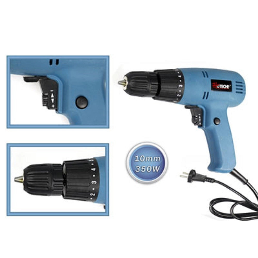 Trade Shop - Trapano Elettrico 350 Watt Con Mandrino 10 Mm Reversibile Velocità Variabile -
