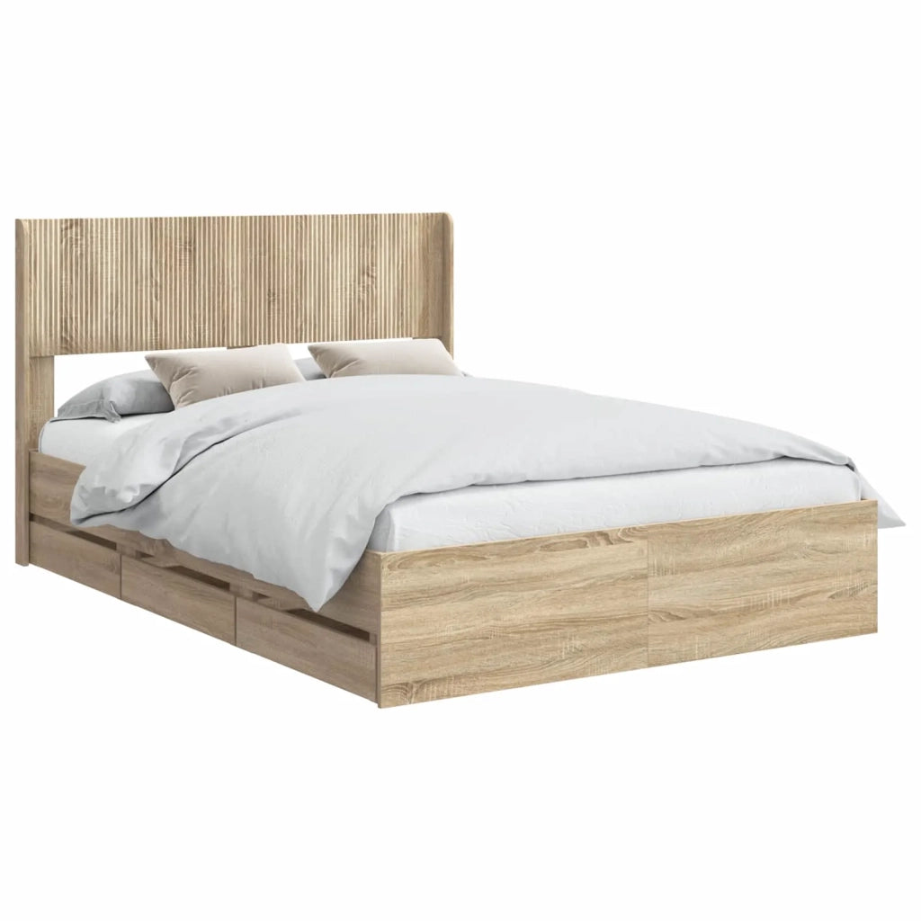 Struttura del letto con stoccaggio e testata Rovere Sonoma 3414295
