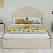 Letto imbottito 140x200 beige - Xylo - Con struttura sollevabile