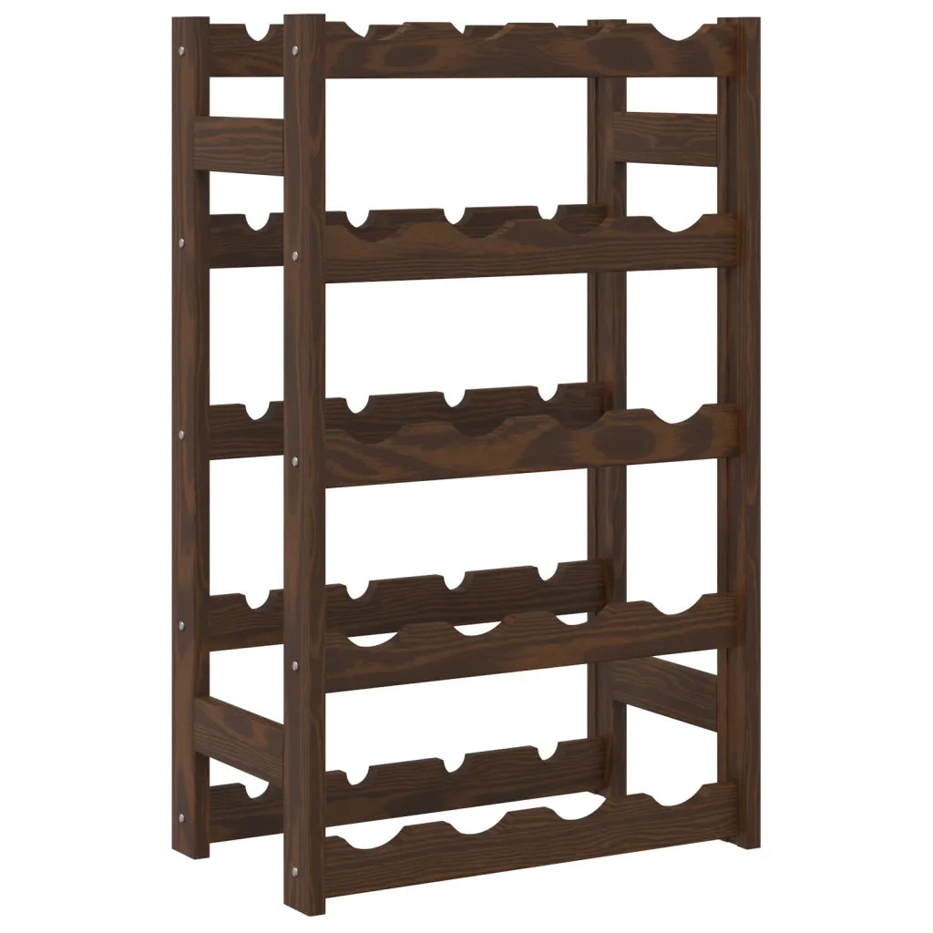 Portabottiglie per 20 Bottiglie Marrone Legno Massello di Pino 373390