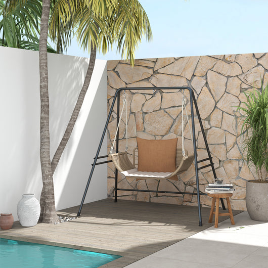 Struttura di Supporto per Amaca e Poltrona a Uovo 178x143x180 cm con Gambe ad A e Agganci Singoli e Doppi in Acciaio