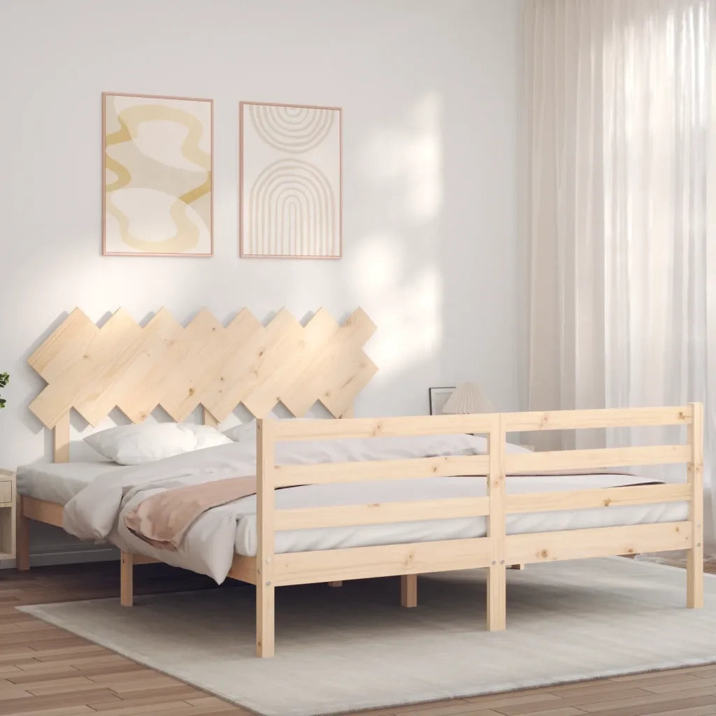 Giroletto con Testiera-Struttura Letto con testiera 160x200 cm in Legno Massello 265834