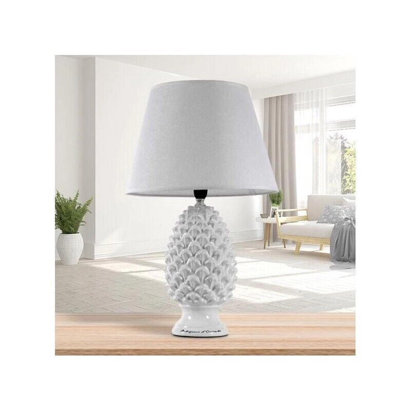 LAMPADA LUMETTO CON DESIGN A PIGNA CON BASE IN COLORE BIANCO 52 CM