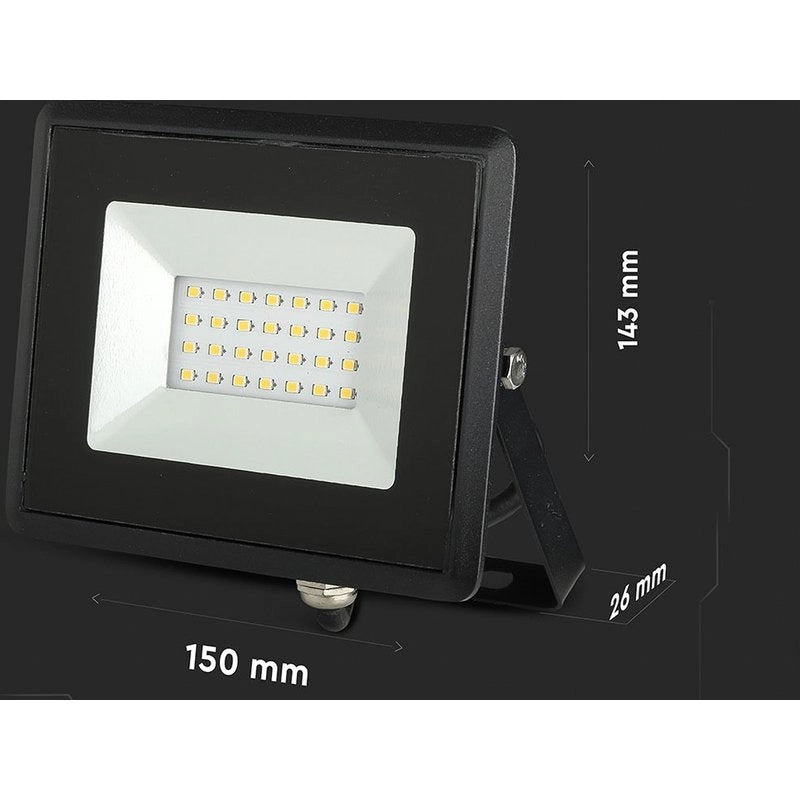 Faro Led Flood Light 20W Carcassa Nera IP65 Freddo 6400K Super Slim SKU-215948
