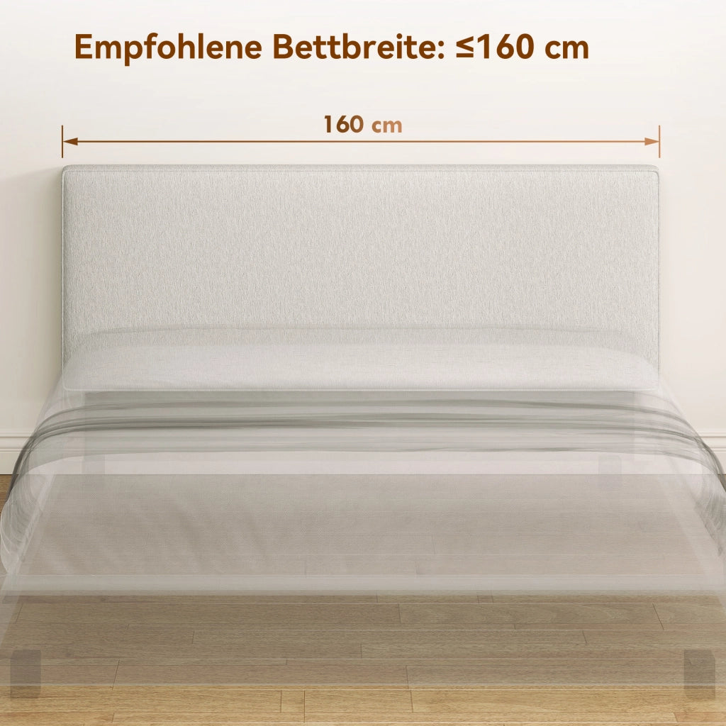 Testiera imbottita per letto ¨C zephmum ¨C 160x10x60 cm crema tessuto