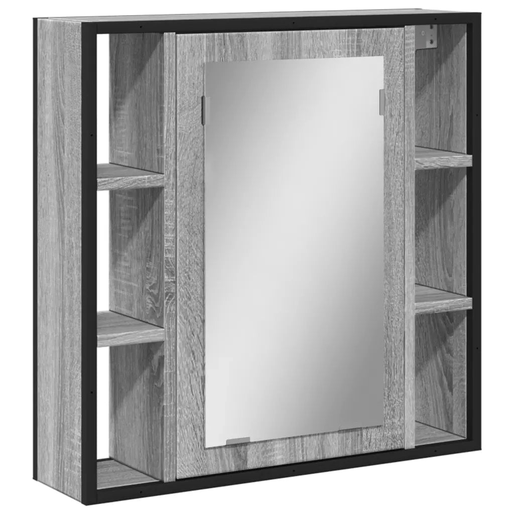 Mobile Specchio da Bagno-Armadietto a Specchio da Bagno Grigio Sonoma 60x16x60 cm Multistrato 897262