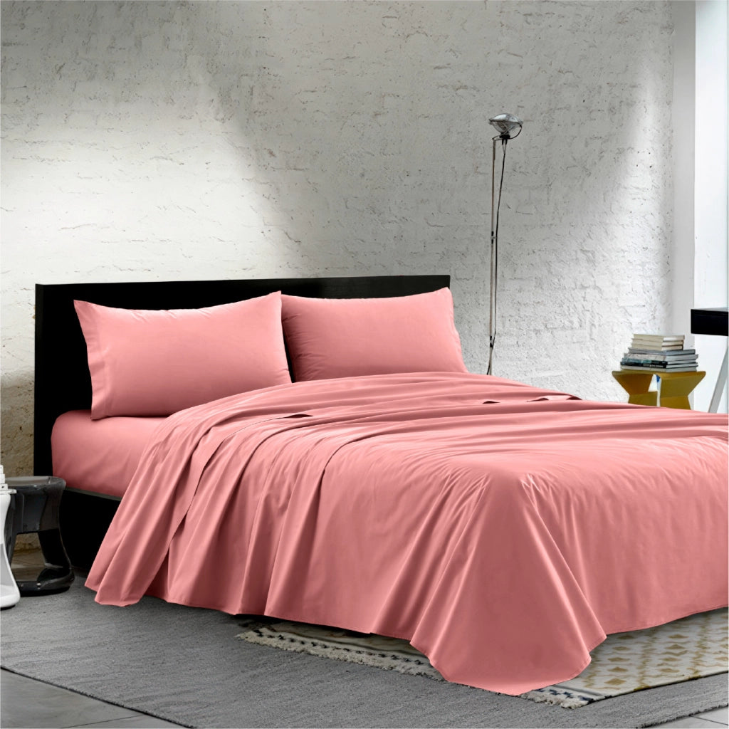 Completo Lenzuola Matrimoniale 100% Cotone Percalle 210 Tc Certificato OEKO-TEX Confezionato in Italia Lenzuolo con Angoli Maxi 30 cm, 2 Federe con Patella Orchidea