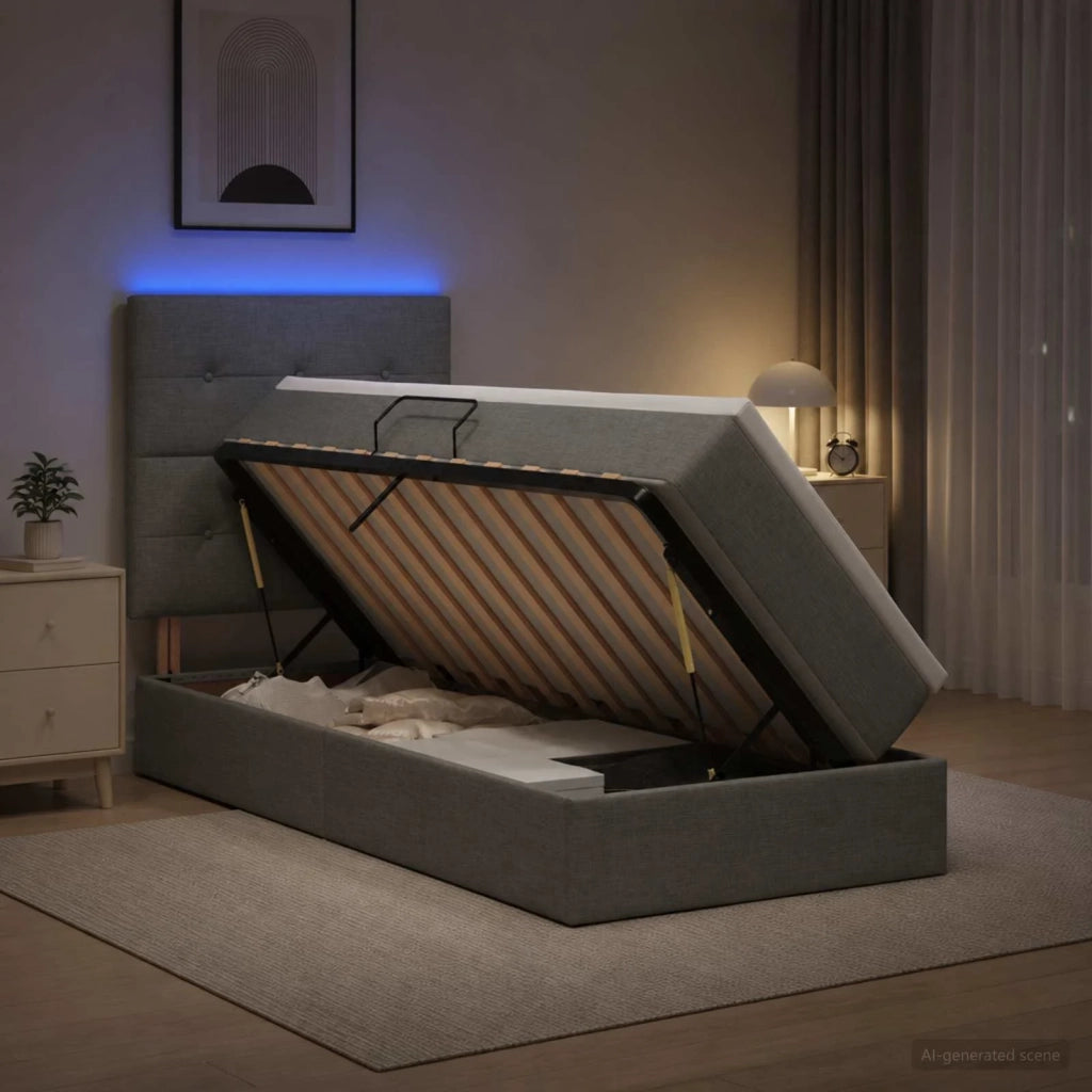 Letto con contenitore LED e materasso Grigio Scuro 100 x 200 cm 3459925