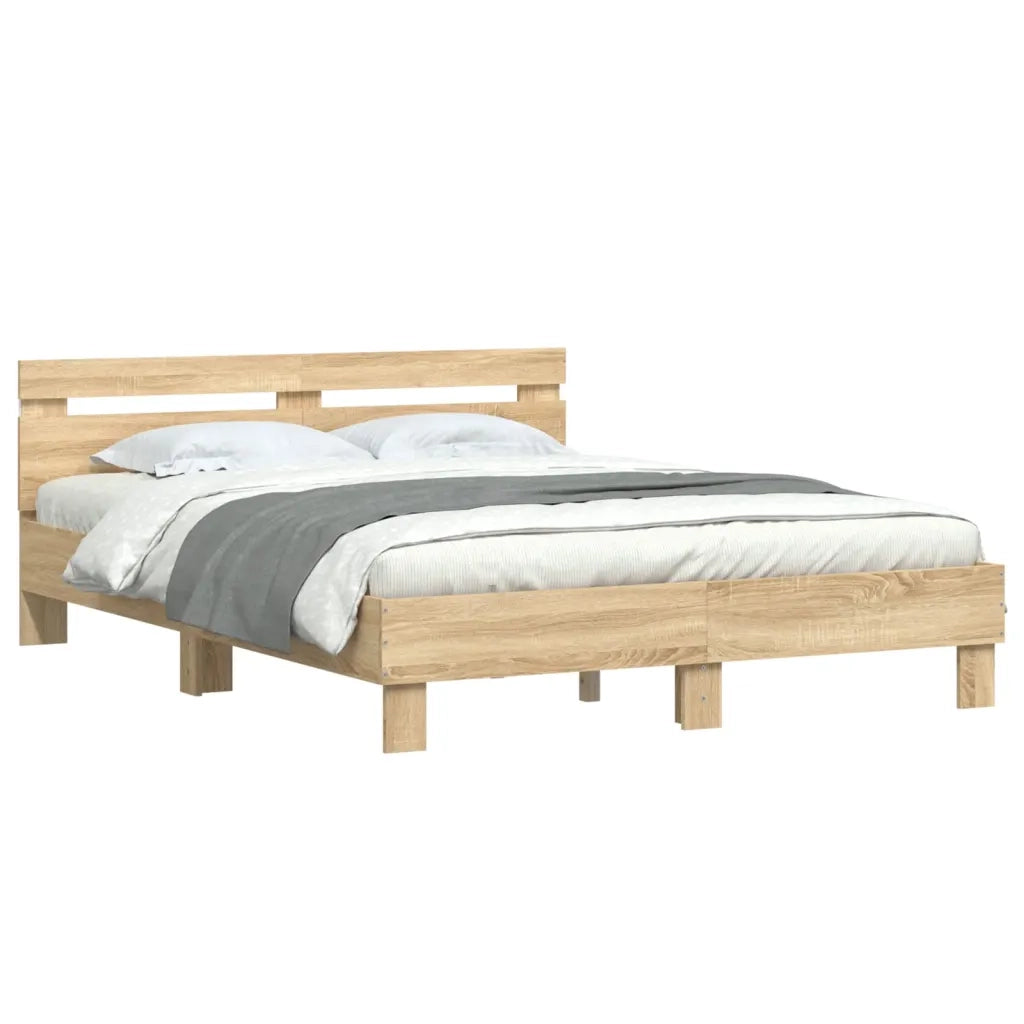 Giroletto con Testiera e LED-Struttura Letto con testiera Rovere Sonoma 140x190 cm 312302