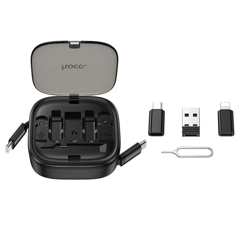 HOCO - CAVO RETRATTILE 3IN1 LIGHTNING / MICRO USB / USB-C PD 60W U140 0,95M BLACK