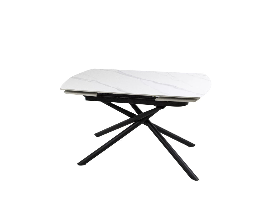 Mobili 2g - tavolo moderno allungabile piano ceramica effetto marmo bianco 130x80x78 - Mobili 2G
