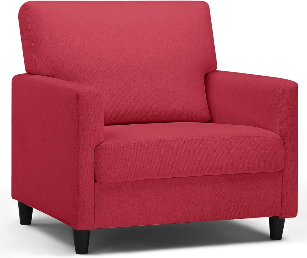 Poltrona Relax per TV, Poltrona Lounge per Soggiorno, Divano Singolo per Camera da Letto, Angolo Lettura, Seduta Laterale con Morbido Memory Foam, Rivestimento in Lino, Rosso