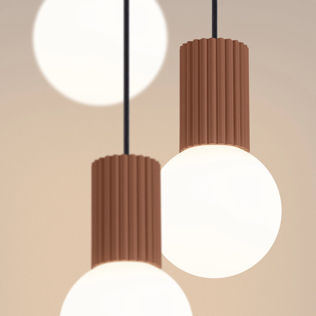 Lampada sospensione SFERA 3 luci vetro bianco mocca G9