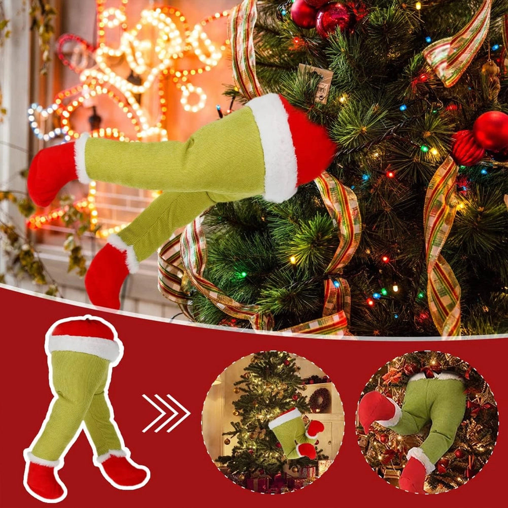 Decorazione Albero di Natale Gambe Elfo Verde Ornamento Addobbo Versatile 38x20cm