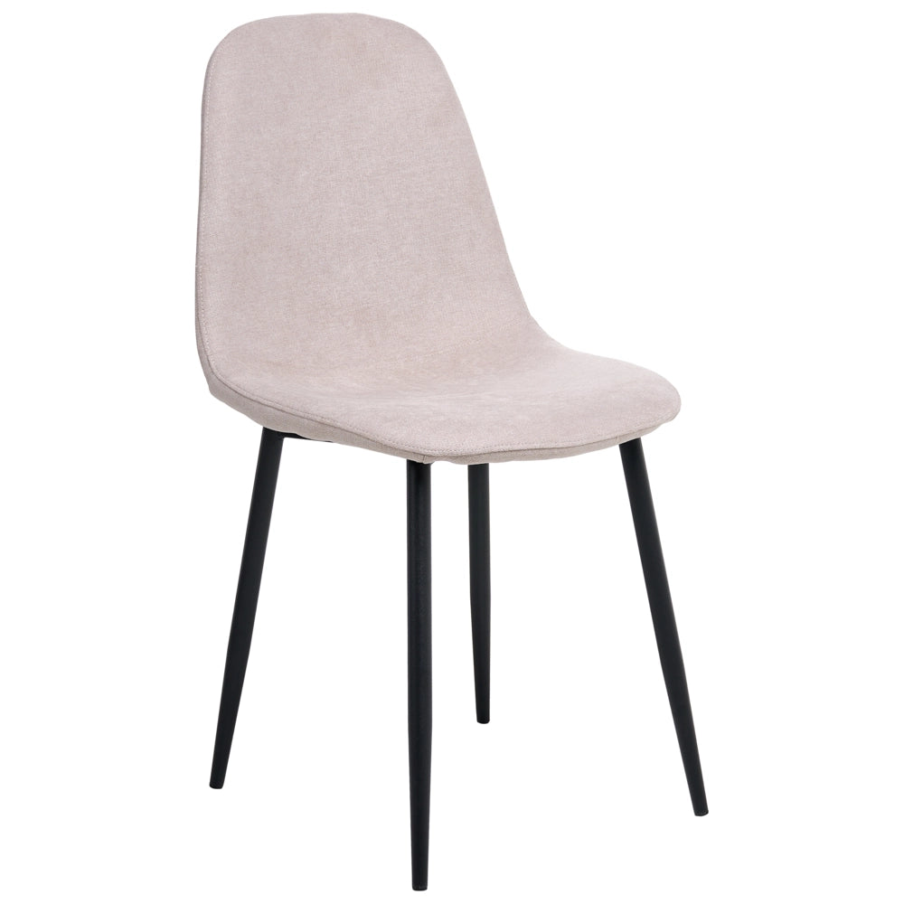 Set di 4 sedie da pranzo Beige Poliestere Tappezzato Ferro Gambe Nere Sala da pranzo senza braccioli