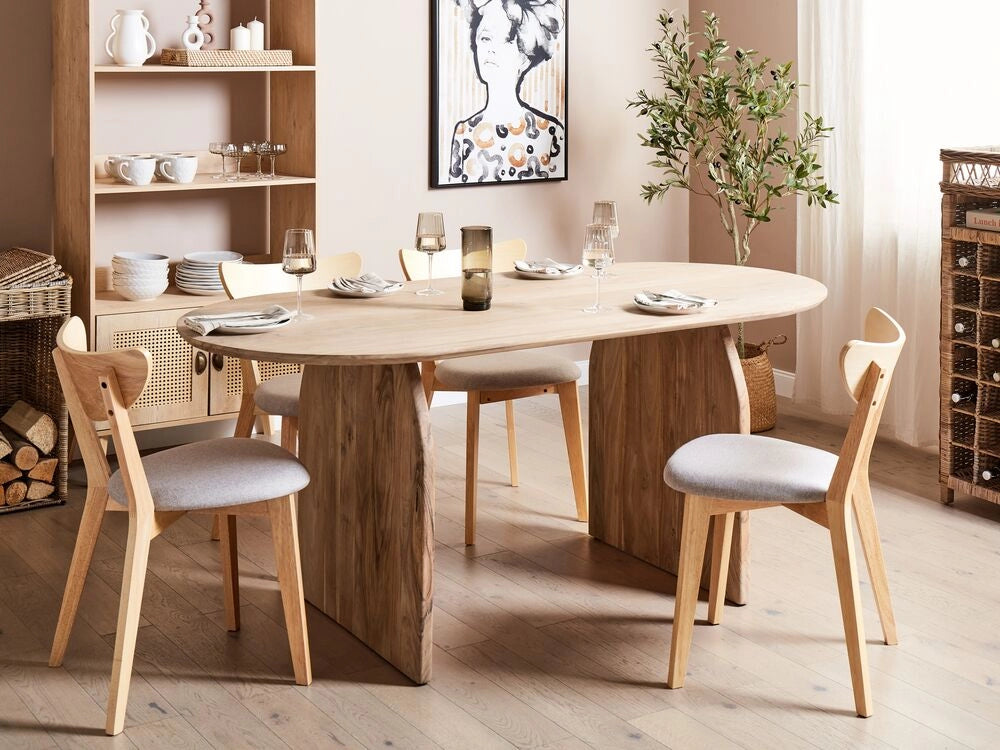 Tavolo da pranzo in legno chiaro 180 x 90 cm in legno d'acacia Design rustico tradizionale Sala da pranzo